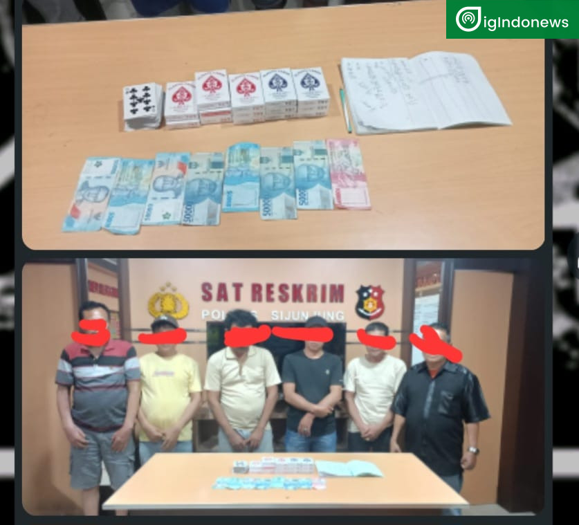Digerebek Siang Bolong, 6 Pelaku Judi Kartu Diciduk Satreskrim Polres Sijunjung dalam Ops Pekat 2026